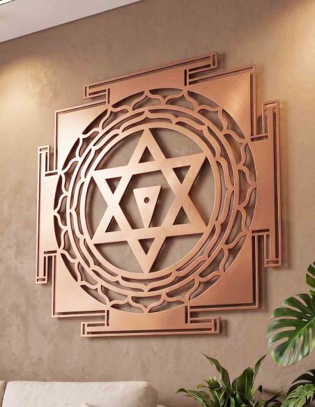 VINOXO Gayatri Yantra Metal Wall Frame Wall Decor for Home Office Meditation Vastu Gift