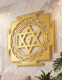 Gayatri Yantra metal wall frame with precise sacred symbol design