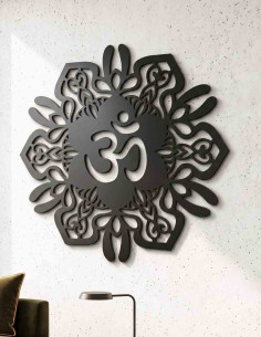 Black metal mandala wall hanging for meditation room decor