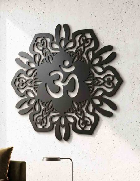 Black metal mandala wall hanging for meditation room decor