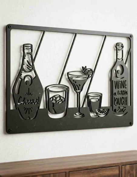 VINOXO cheers wine metal wall art for home bar and lounge