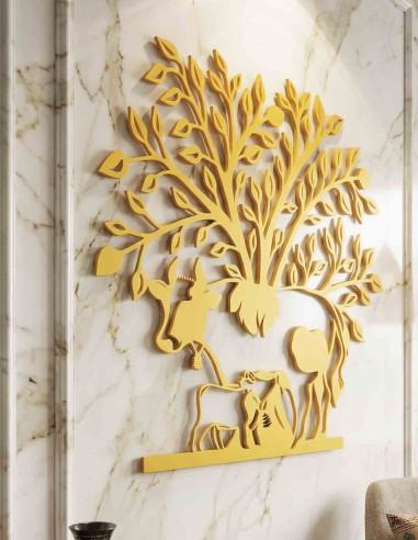 VINOXO sacred cow wall decor styled on a living room wall