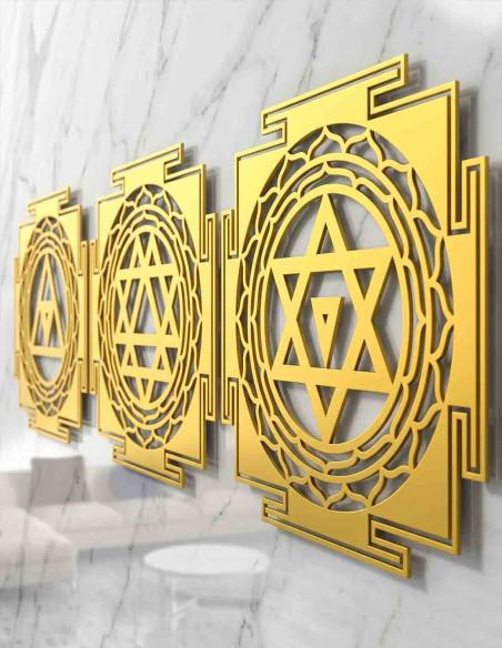 VINOXO Metal Wall Art Yantra Set of 3 Large Geometry Wall Decor for Office Meditation Yoga Studio