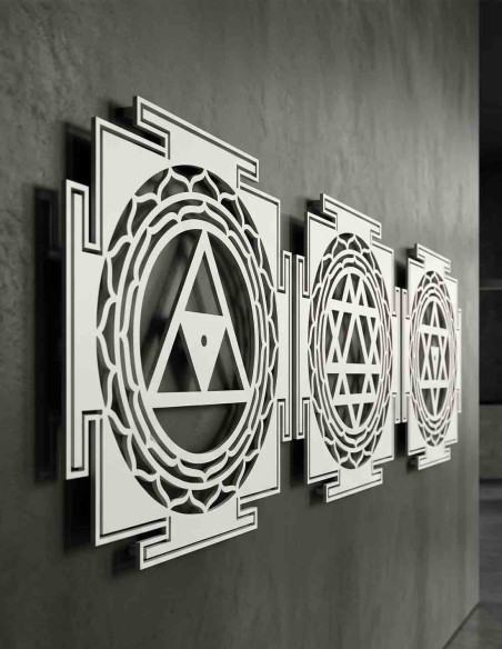 VINOXO Metal Wall Art Yantra Set of 3 Large Geometry Wall Decor for Office Meditation Yoga Studio