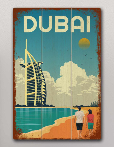 VINOXO Vintage Framed Wall Art Decor Plaque - Burj Al Arab Dubai Poster
