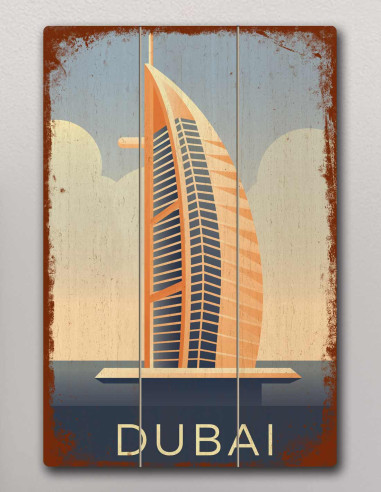 VINOXO Vintage Framed Wall Art Decor Plaque - Dubai Retro Poster