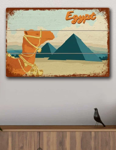 VINOXO Vintage Framed Wall Art Decor Plaque - Pyramids of Giza - Egypt Poster