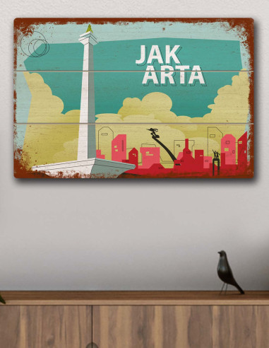 VINOXO Vintage Framed Wall Art Decor Plaque - Jakarta Poster