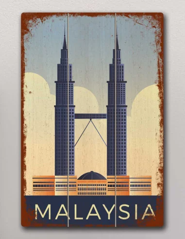 VINOXO Vintage Framed Wall Art Decor Plaque - Kuala Lumpur Poster