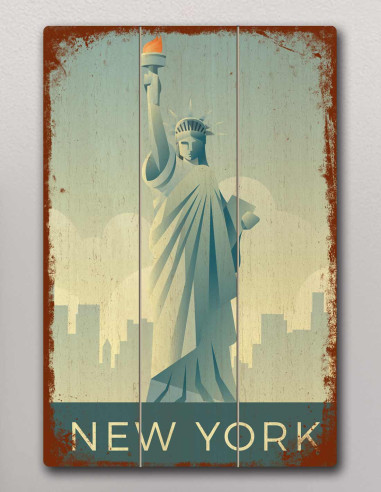 VINOXO Vintage Framed Wall Art Decor Plaque - Statue Of Liberty New York Poster