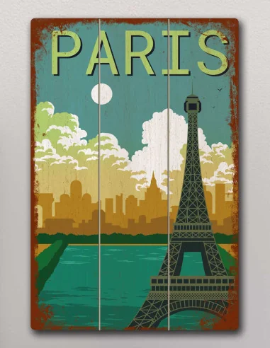 VINOXO Vintage Framed Wall Art Decor Plaque - Eiffel Tower