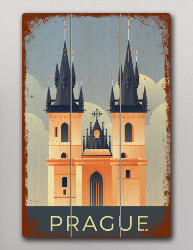 VINOXO Vintage Framed Wall Art Decor Plaque - Prague Poster