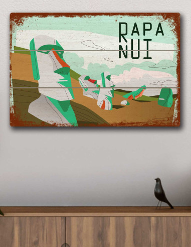 VINOXO Vintage Framed Wall Art Decor Plaque - Easter Island Rapa Nui Poster