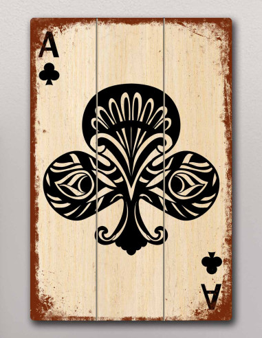 VINOXO Ace Clubs Card Wooden Framed Wall Painting