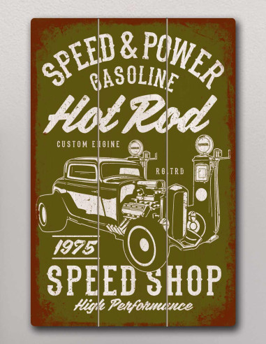 VINOXO Vintage Cars Wall Art Decor Painting - Speed Power Hot Rod - Green