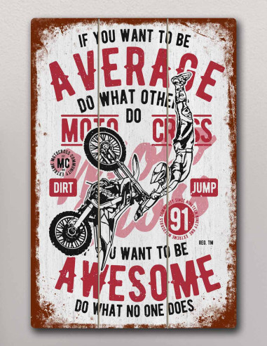 VINOXO Vintage Motor Bike Wall Art Decor Plaque - Motocross Dirt Jump - White
