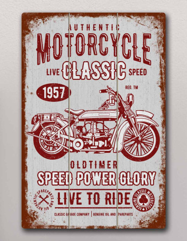 VINOXO Vintage Motor Bike Wall Art Decor Plaque - Motorcycle Classic - Grey