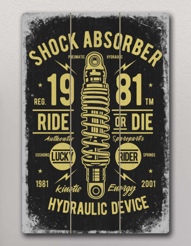 VINOXO Vintage Motor Bike Wall Art Decor Plaque - Shock Absorber 1981 - Black