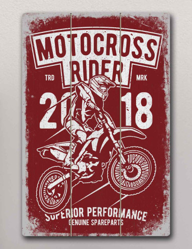 VINOXO Vintage Motor Bike Wall Art Decor Plaque - Motorcross Rider - Brown