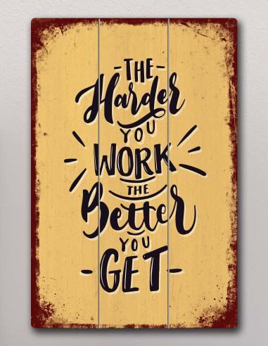 VINOXO Vintage Motivational Quotes Wall Art Frames - The Harder You Work The Better You Get - Yellow