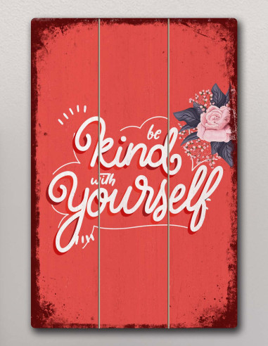VINOXO Vintage Motivational Quotes Wall Art Frames - Be Kind With Yourself - Peach