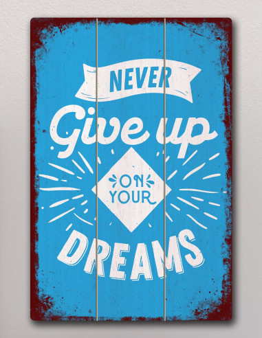 VINOXO Vintage Motivational Quotes Wall Art Frames - Never Give Up On Your Dreams - Blue