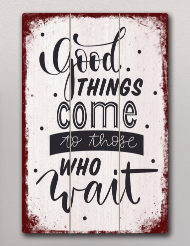 VINOXO Vintage Motivational Quotes Wall Art Frames - Good Things Come To Those Who Wait - White