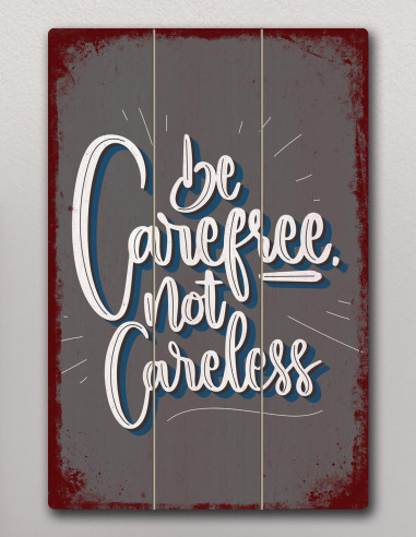 VINOXO Vintage Motivational Quotes Wall Art Frames - Be Carefree Not Careless - Grey