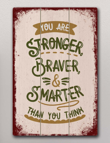 VINOXO Vintage Motivational Quotes Wall Art Frames - You Are Stronger Braver & Smarter Than You Think - Beige