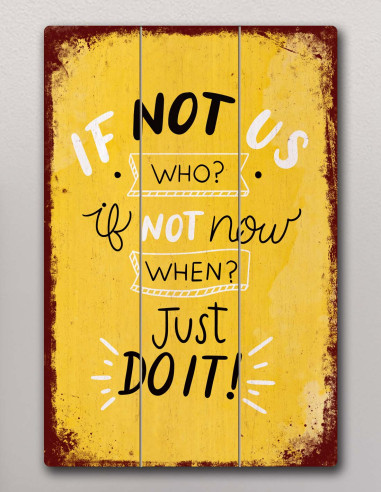 VINOXO Vintage Motivational Quotes Wall Art Frames - If Not Us Who? If Not Now When? Just Do It - Yellow