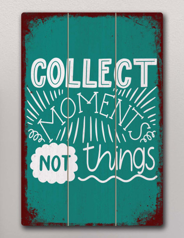 VINOXO Vintage Motivational Quotes Wall Art Frames - Collect Moments Not Things - Teal