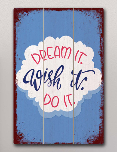 VINOXO Vintage Motivational Quotes Wall Art Frames - Dream It Wish It Do It - Blue