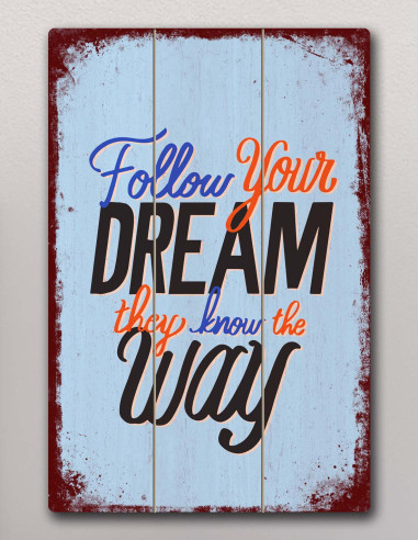 VINOXO Vintage Motivational Quotes Wall Art Frames - Follow Your Dream They Know The Way - Blue