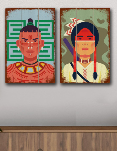 VINOXO Wall Art Painting For Bedroom - Tribal King and Queen - Set of 2