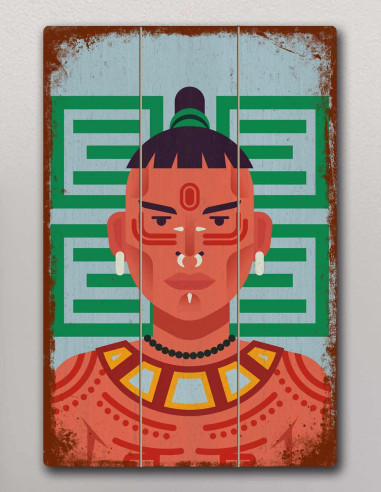 VINOXO Wooden Framed Wall Art Painting - Tribal King