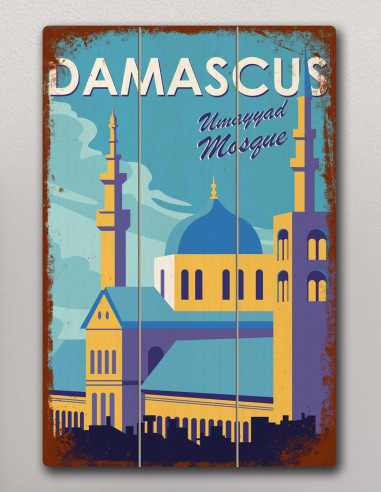VINOXO Vintage Framed Wall Art Decor Plaque - Damascus Poster