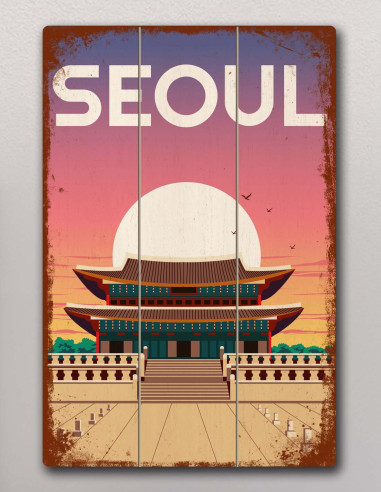 VINOXO Vintage Framed Wall Art Decor Plaque - Seoul Poster