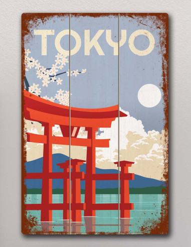 VINOXO Vintage Framed Wall Art Decor Plaque - Tokyo Travel Retro Poster