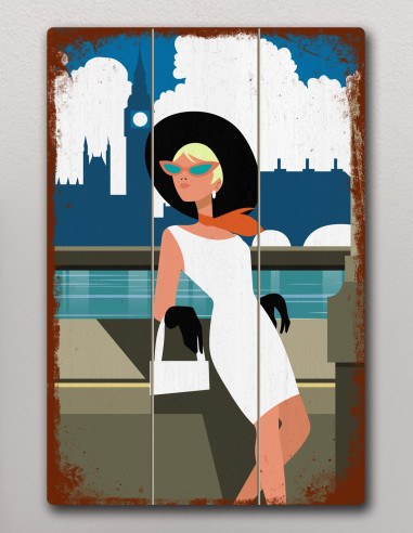 VINOXO Trendy Framed Wall Art Decor Plaque - Pop Art - Woman - White