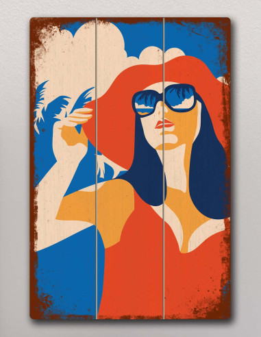 VINOXO Trendy Framed Wall Art Decor Plaque - Pop Art - Woman - Summer