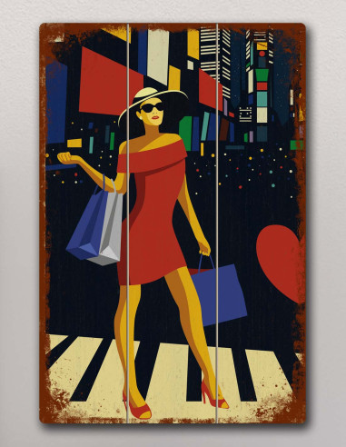 VINOXO Trendy Framed Wall Art Decor Plaque - Pop Art - Woman - Red