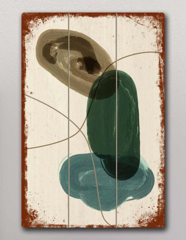 VINOXO Boho Framed Wall Art Decor Plaque - Green - Abstract