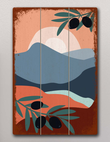 VINOXO Boho Framed Wall Art Decor Plaque - Sunset - Olive