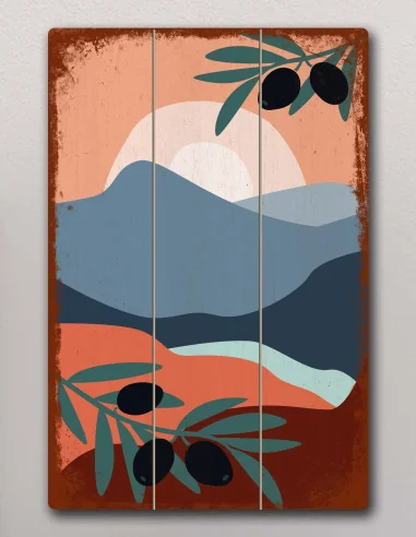 VINOXO Boho Framed Wall Art Decor Plaque - Sunset - Olive