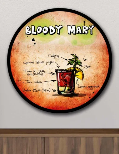 VINOXO Bloody Mary Vintage Cocktail Wall Art Bar Decor Plaque