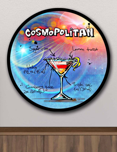 VINOXO Cosmopolitan Vintage Cocktail Wall Art Bar Decor Plaque