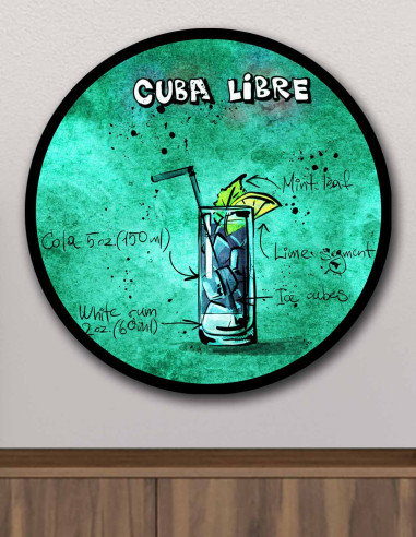 VINOXO Cuba Libre Vintage Cocktail Wall Art Bar Decor Plaque