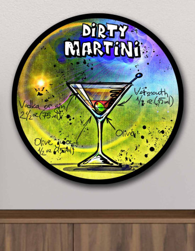 VINOXO Dirty Martini Vintage Cocktail Wall Art Bar Decor Plaque