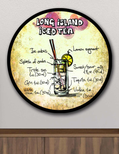 VINOXO Long Island Iced Tea Vintage Cocktail Wall Art Bar Decor Plaque