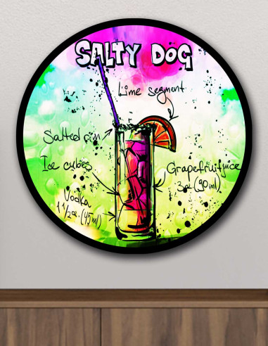 VINOXO Salty Dog Vintage Cocktail Wall Art Bar Decor Plaque